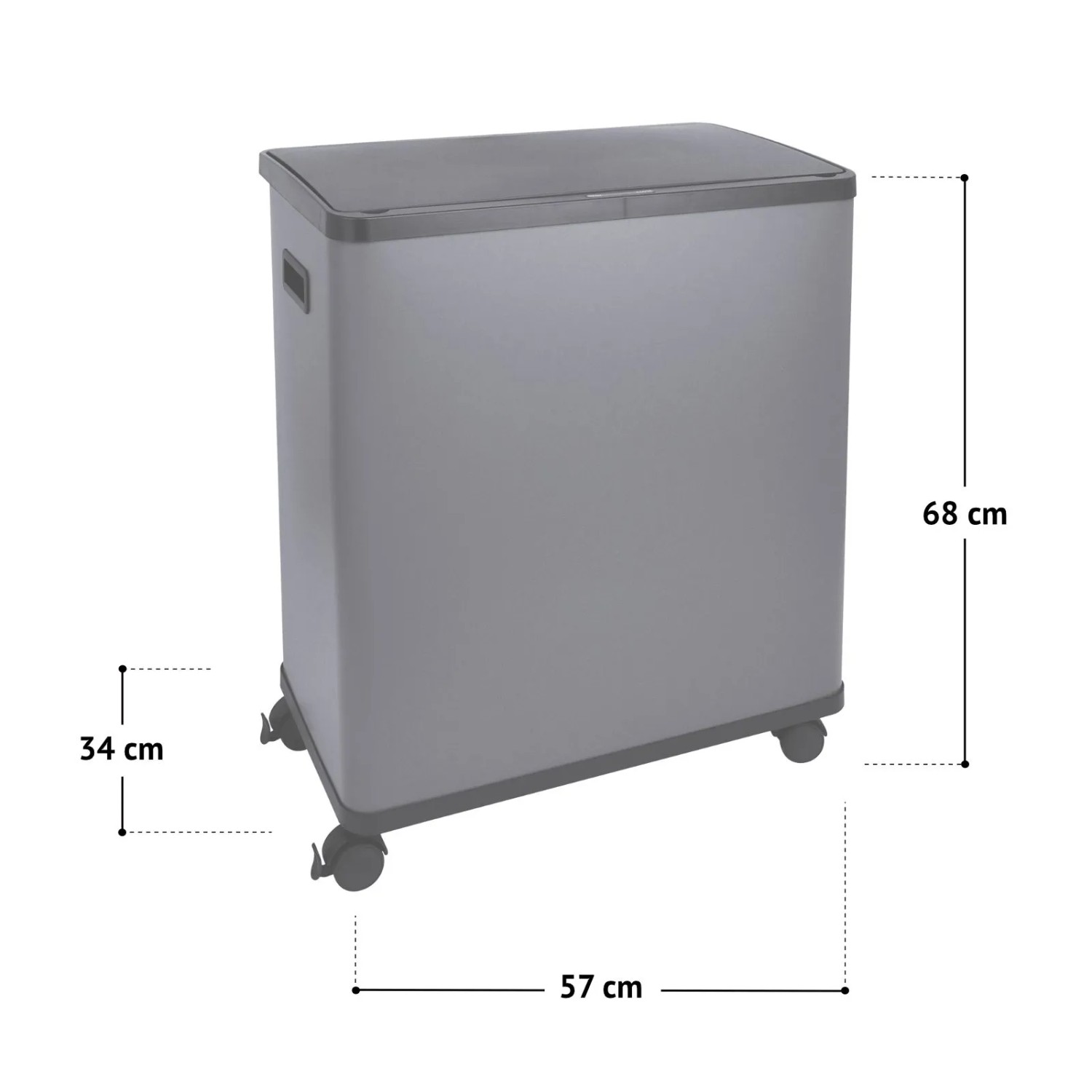 SVITA Mülleimer 2 Fächer SR2X30 mit Sensor 60 l mit Rollen Grau kaufen bei OBI