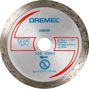 Dremel DSM540 Diamant-Trennscheibe für harte Materialien wie Fliesen, Beton und Keramik.