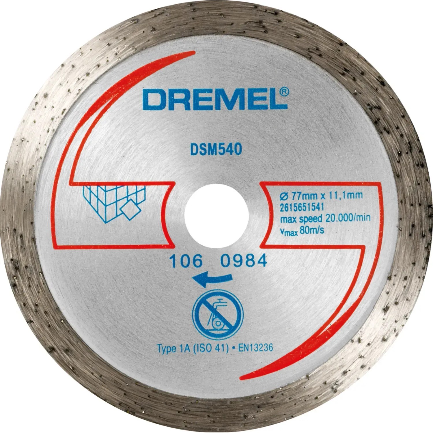 Dremel DSM540 Diamant-Trennscheibe für harte Materialien wie Fliesen, Beton und Keramik.