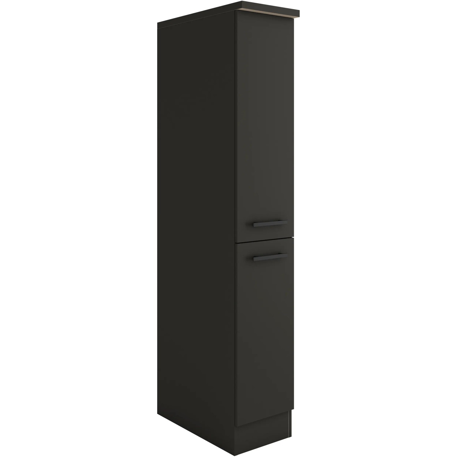 OPTIFIT Madrid420 Apothekerschrank, 30 cm, Anthrazit Matt. Küchenschrank mit zwei Auszügen und schwarzen Griffen.