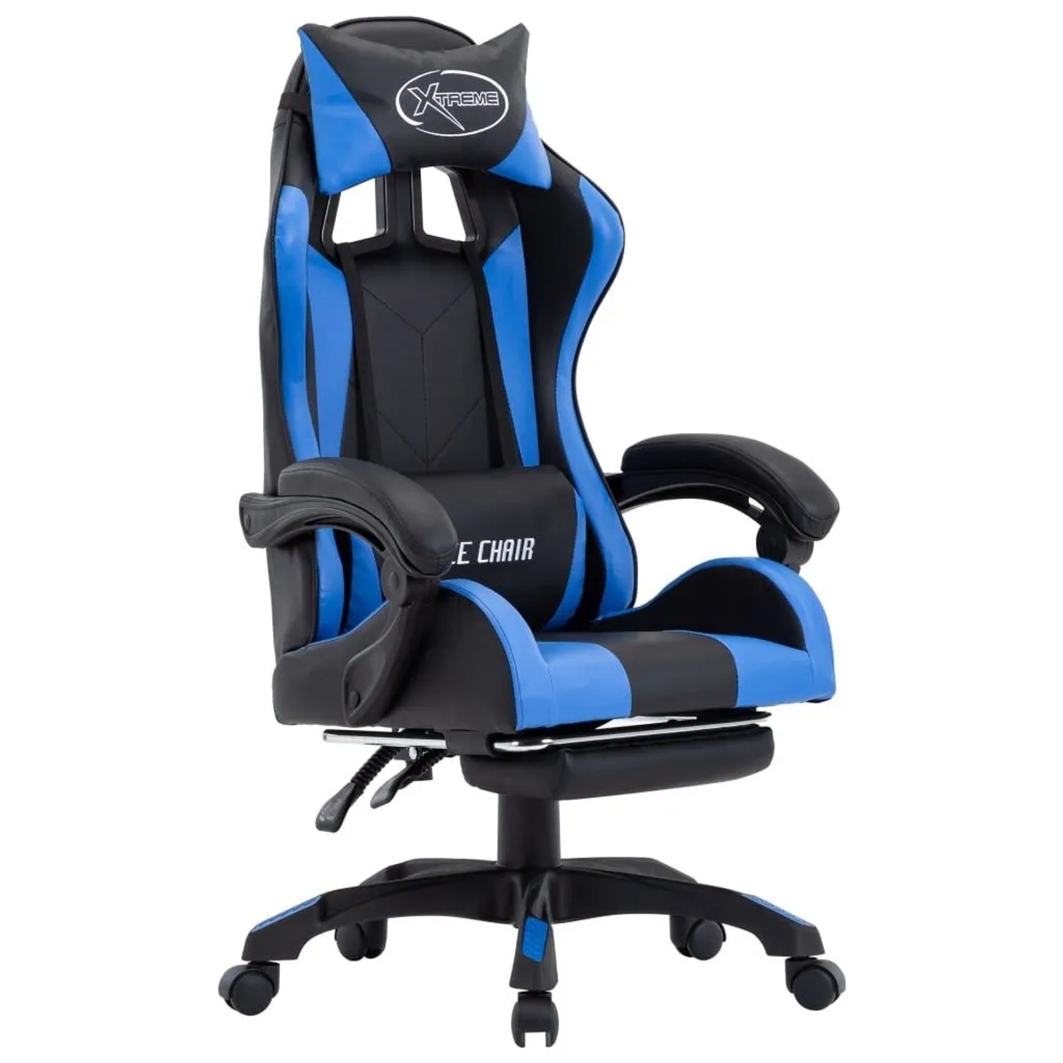vidaXL Gaming-Stuhl mit Fußstütze Blau und Schwarz Kunstleder 287986