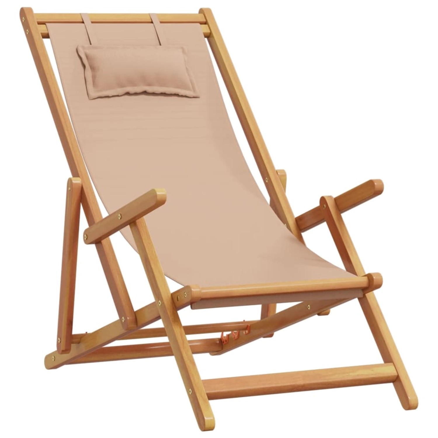 vidaXL Strandstuhl Klappbar Taupe Massivholz Eukalyptus und Stoff günstig online kaufen