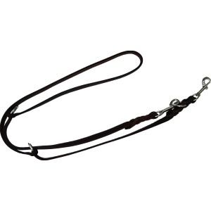 Schwarze Heim Hunde-Vorführleine aus Softleder, 220cm lang.