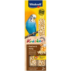 Vitakraft Kräcker Popcorn & Honig für Sittiche, 2 Stück. Ergänzungsfutter mit Hirse und Honig.