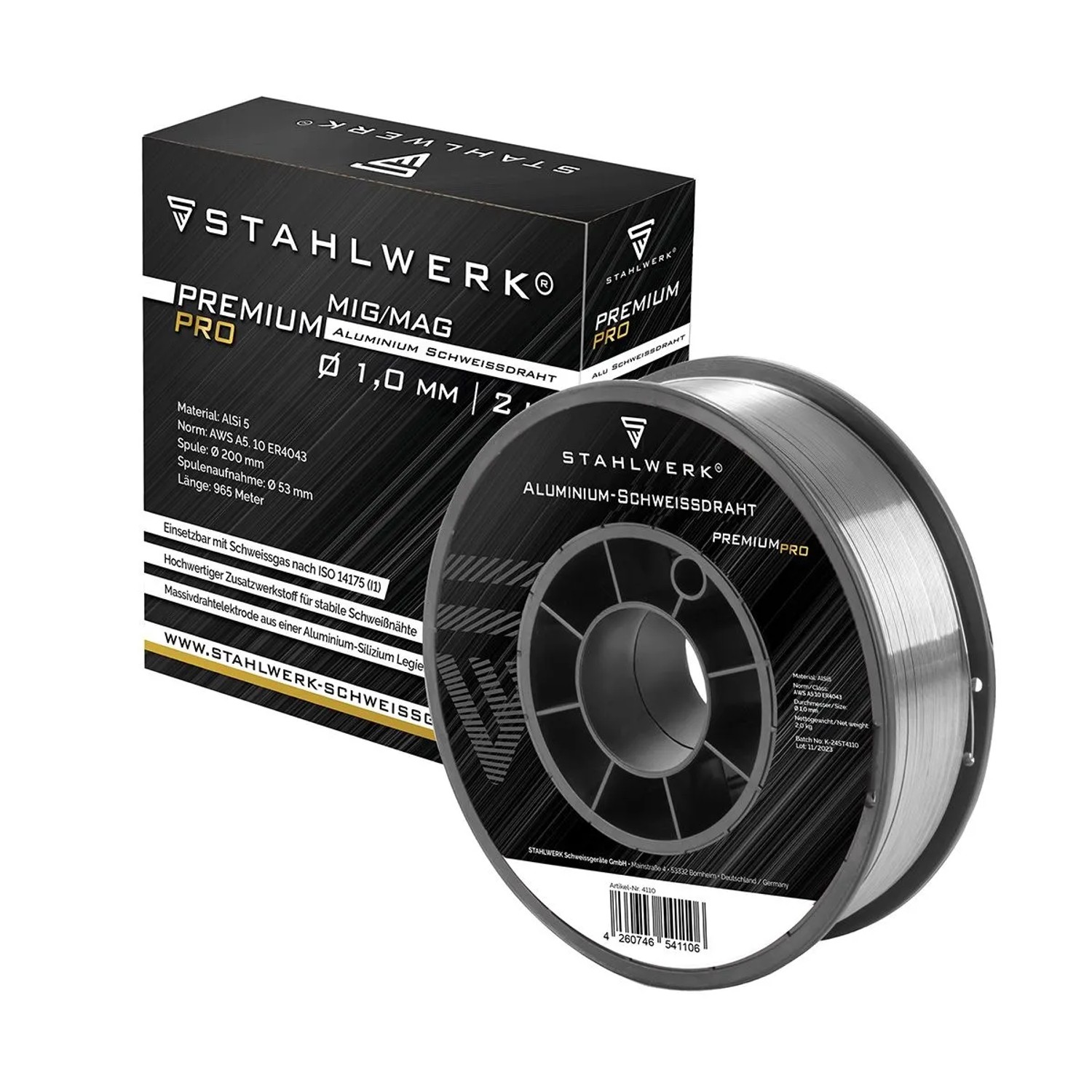 STAHLWERK Schweißdraht MIG MAG Aluminium ER4043 AlSi5 10 mm 2 kg Drahtrolle