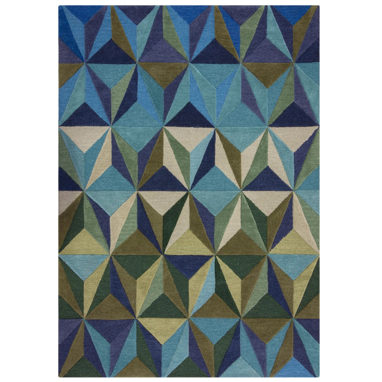 Flair Rugs Wollteppich Reverie 160 cm x 230 cm Blau-Grün
