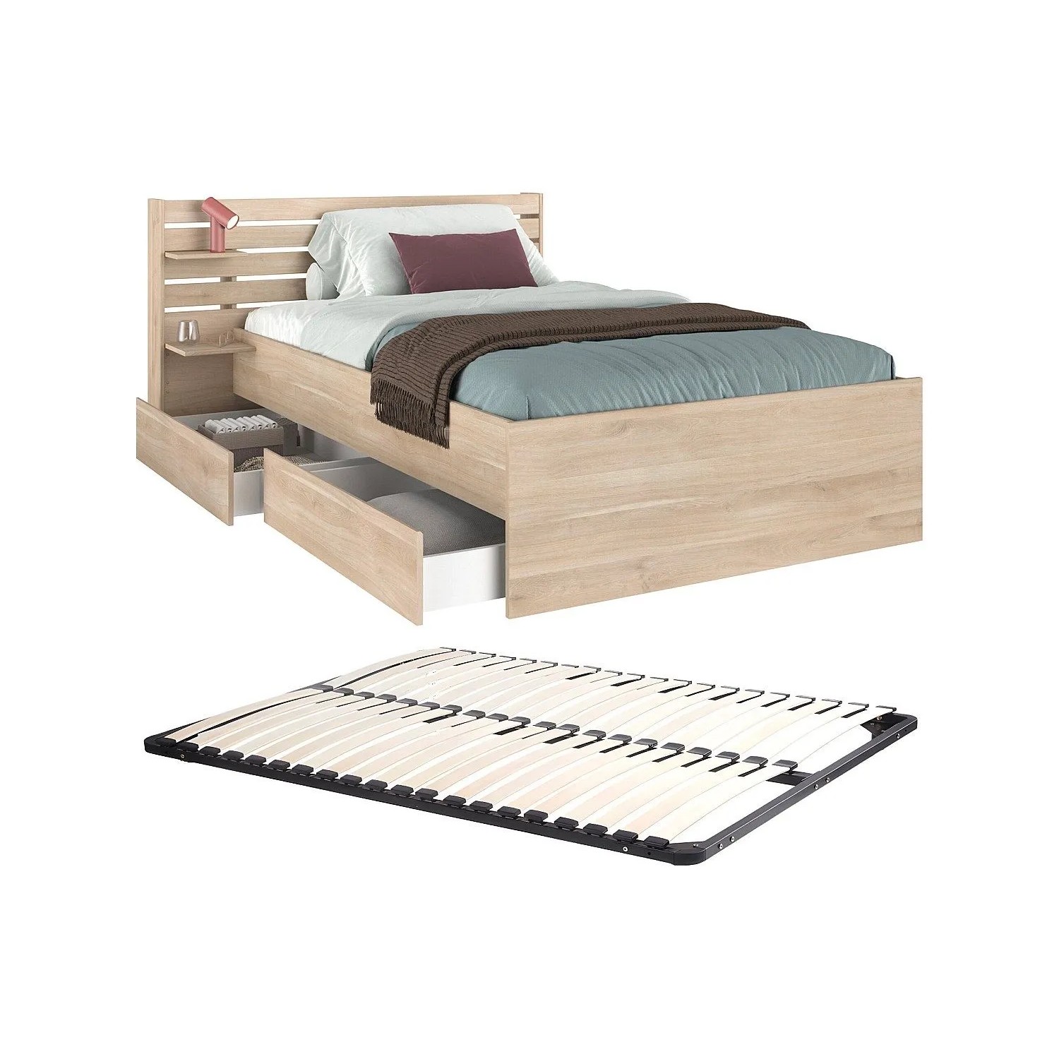 Vente-unique Bettrahmen Tenalia Naturfarben Hell 151.5 cm