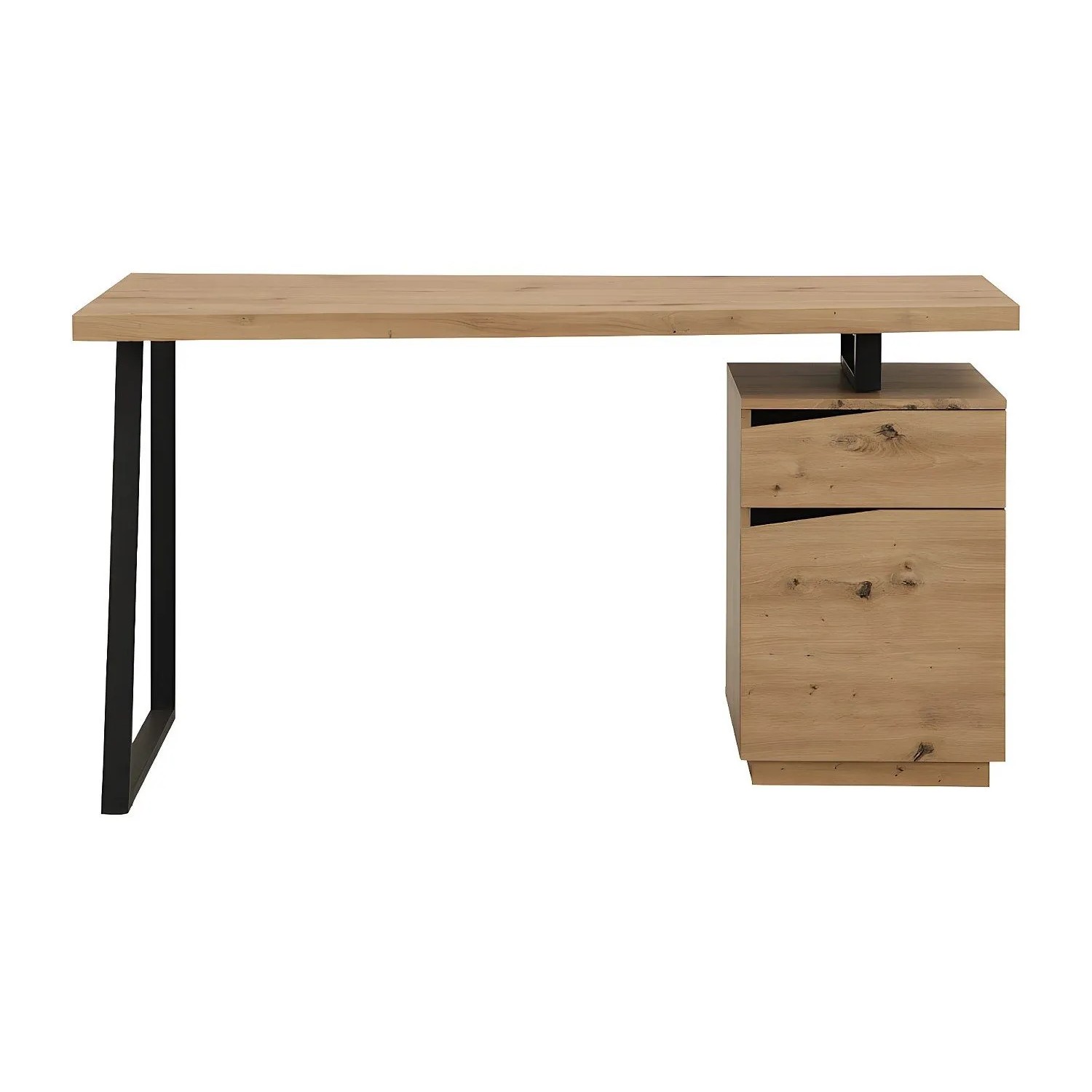 Vente-unique Schreibtisch Gotama Schwarz  Naturfarben Hell 140 cm