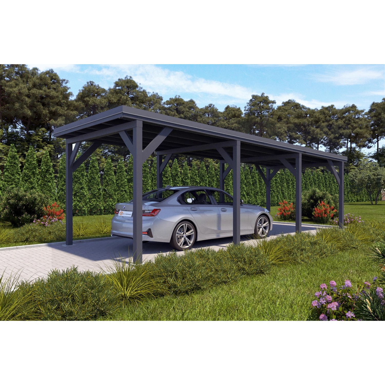 Holzbrüder Carport Ralf 26m² Anthrazitgrau-Dunkelgrau günstig online kaufen