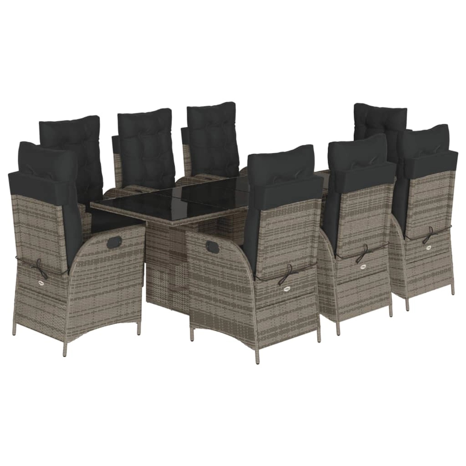 vidaXL 9-Tlg Garten-Essgruppe mit Kissen Grau Poly Rattan 3213122 günstig online kaufen