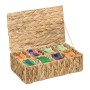 Relaxdays Teebox Wasserhyazinthe Natur 8 Fächer 10 cm x 33 cm x 20,5 cm 730 g