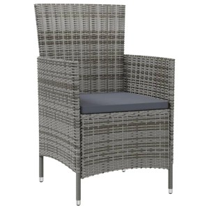 vidaXL Gartenstühle mit Kissen 2 Stk Poly Rattan Grau 316682