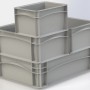 Graue Eurobox-System Box Vollwand, 20x15x12 cm, gestapelt. Aufbewahrungsboxen für Ordnung.