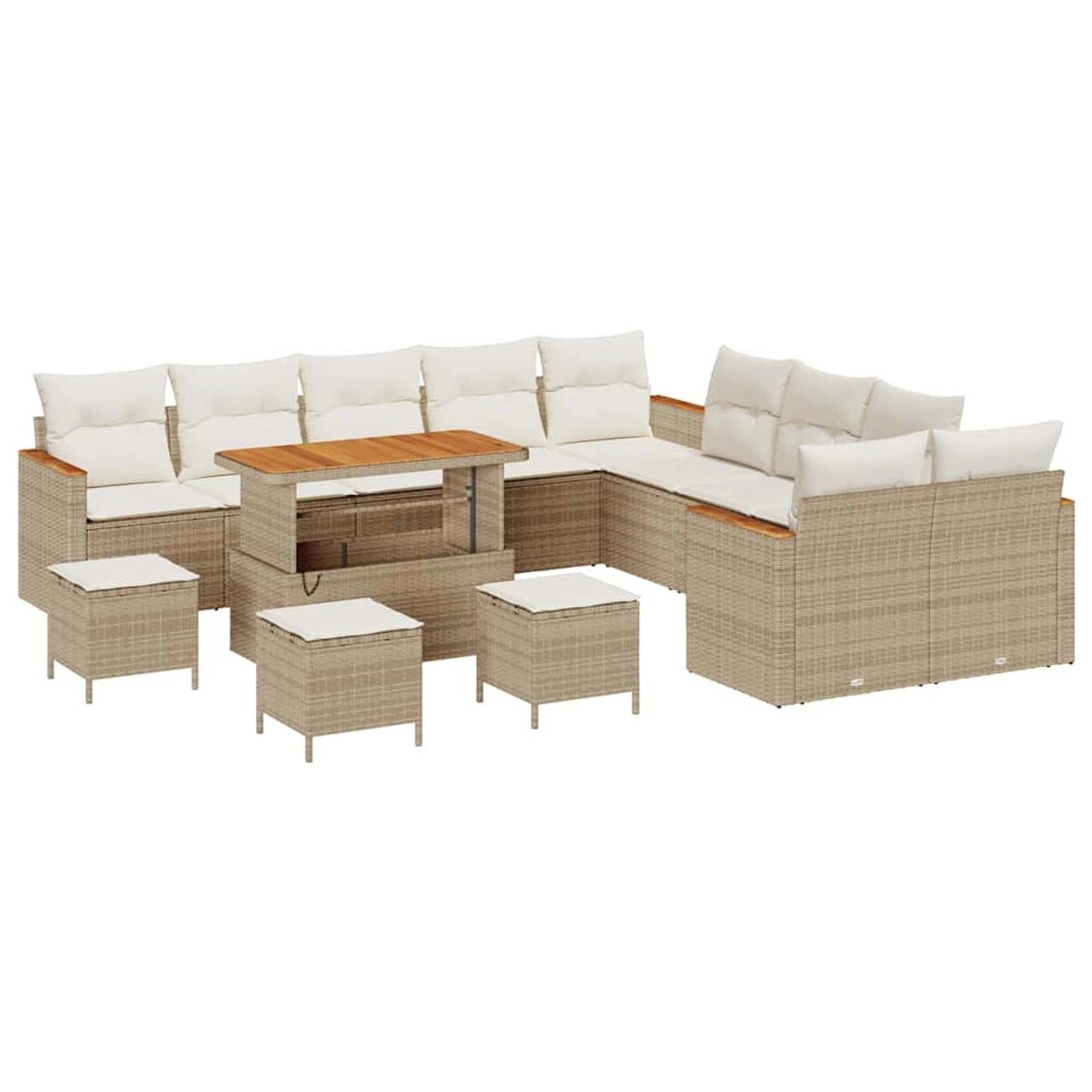 vidaXL 14-Teiliges Garten-Sofa-Set mit Kissen in Beige aus Poly Rattan und günstig online kaufen
