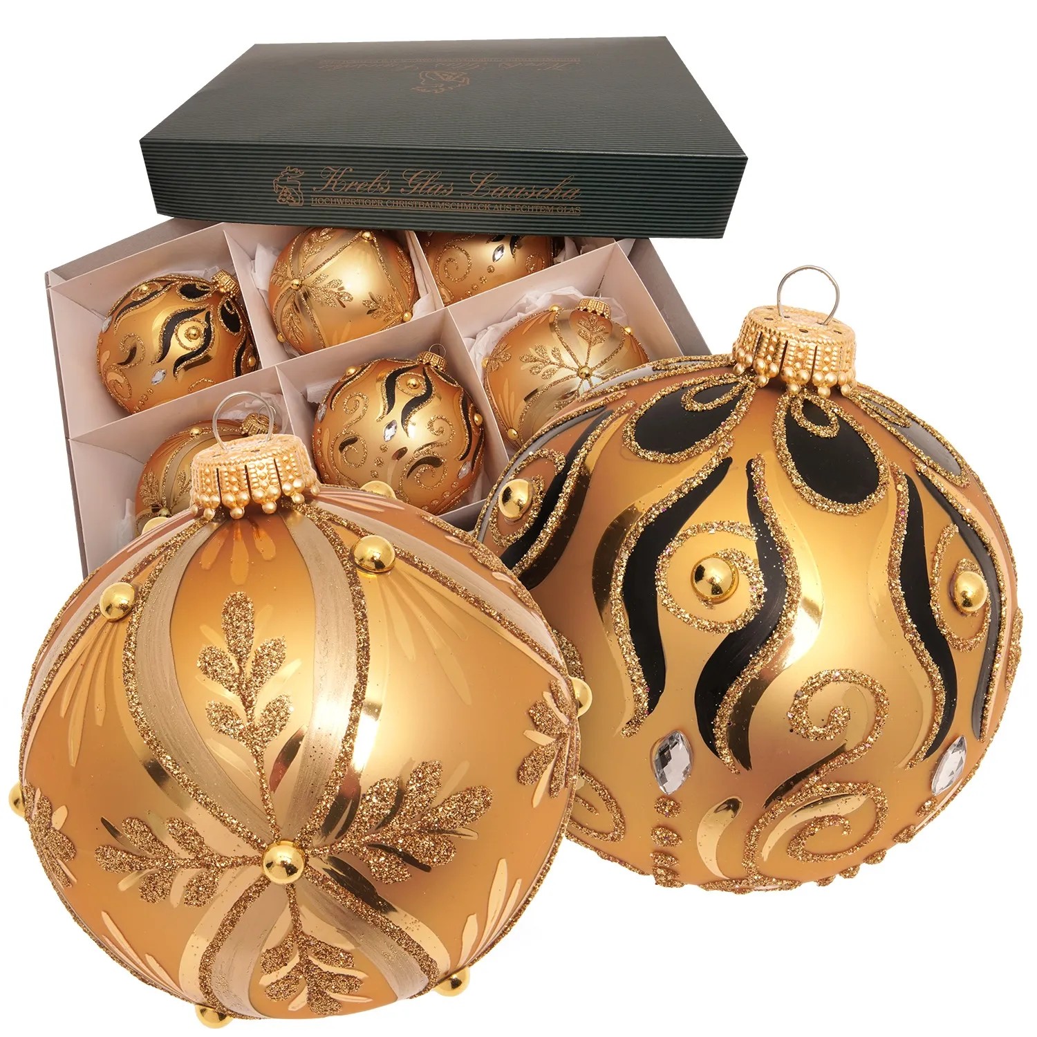 Krebs Glas Lauscha Weihnachtskugeln Midas Christmas Goldfarbig 8cm