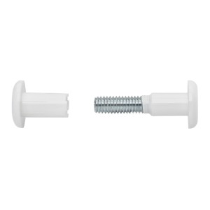 SOTECH Möbel Verbindungsschraube, weiß, mit Kunststoffhülse und M6 Gewinde für 8mm Bohrloch. Für Holzverbinder.
