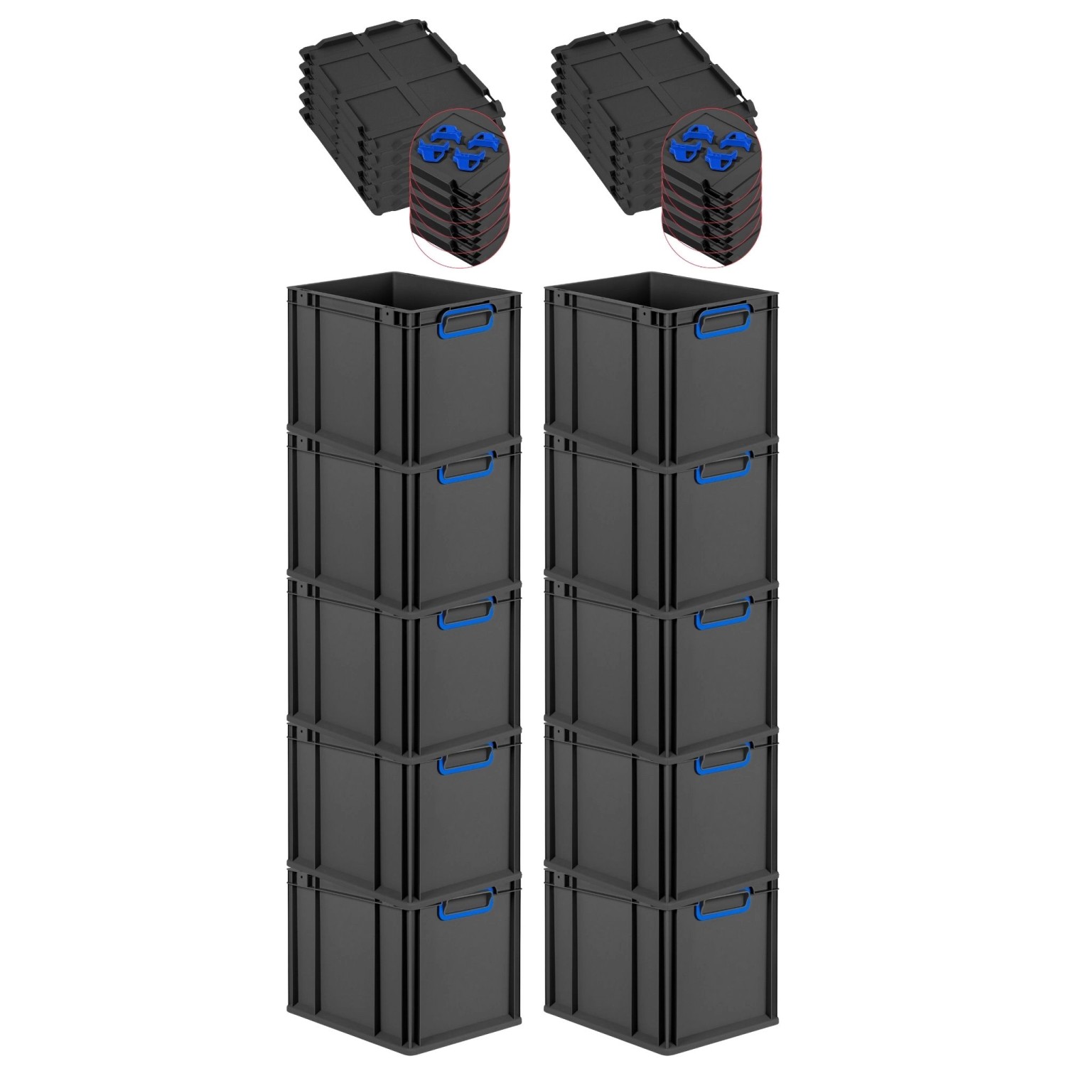 PROREGAL SparSet 10x Eurobox Nextgen Color Mit Auflagedeckel HxBxT 32x30x40 günstig online kaufen