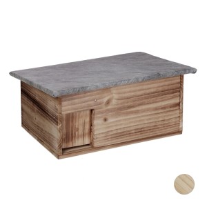 Geflammtes Relaxdays Igelhaus aus Tannenholz, wasserdicht, mit Labyrintheingang.