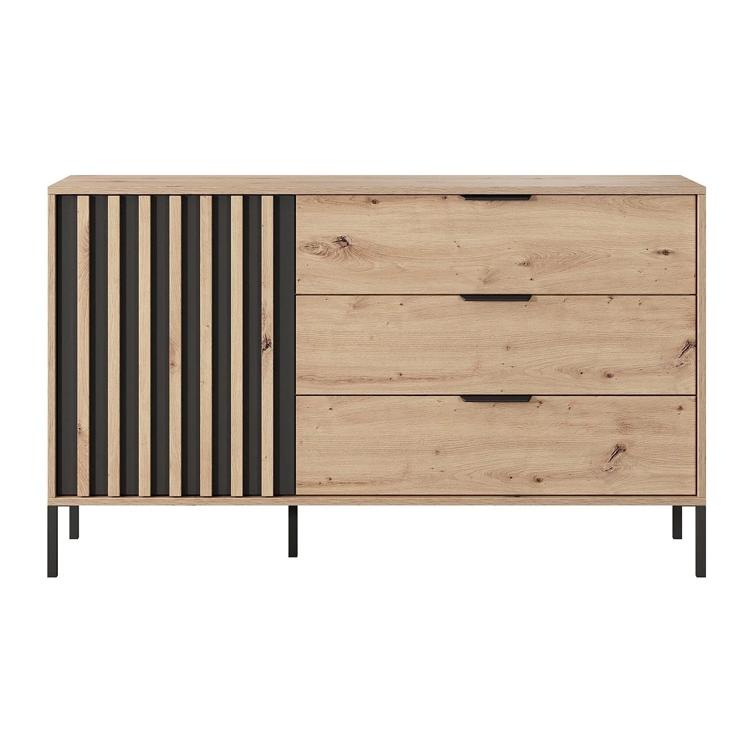 Vente-unique Kommode Ariada Schwarz  Naturfarben Hell 137.3 cm