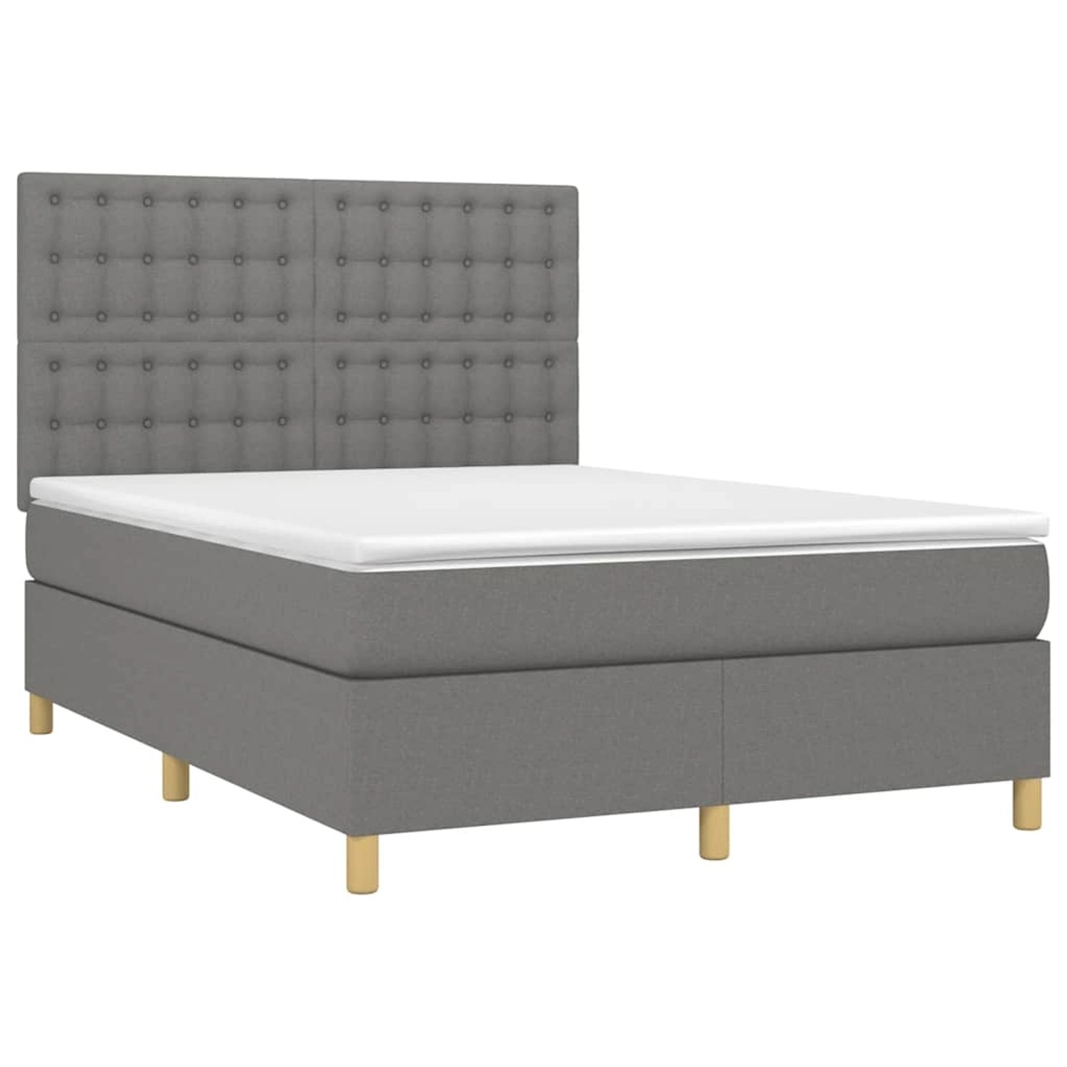 vidaXL Boxspringbett mit Matratze & LED Dunkelgrau 140x200 cm Stoff 3135758 günstig online kaufen