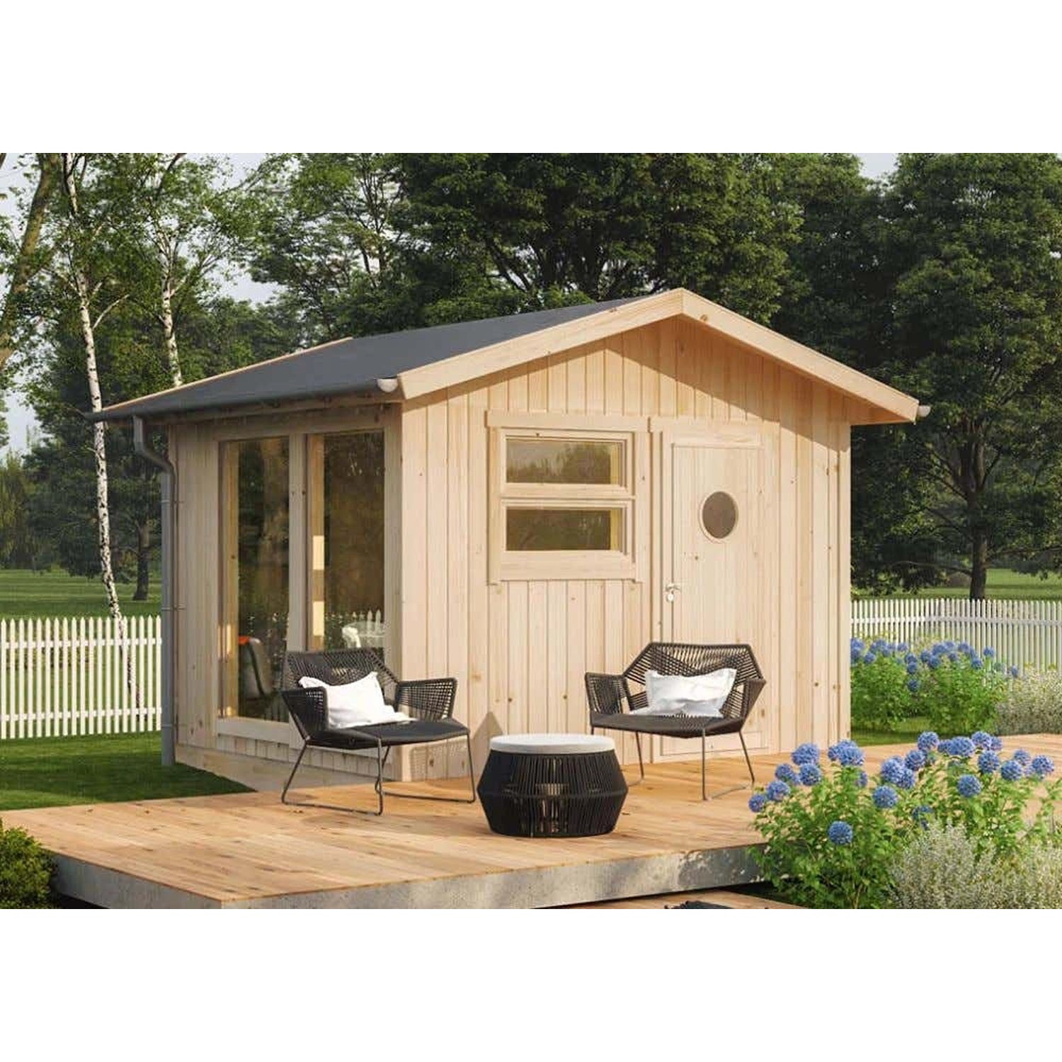 Polhus Gartenhaus Resö Satteldach Unbehandelt 422 cm x 381 cm günstig online kaufen