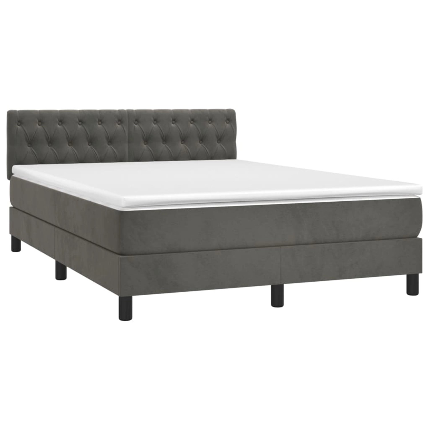 vidaXL Boxspringbett mit Matratze & LED Dunkelgrau 140x190 cm Samt 3134580 günstig online kaufen
