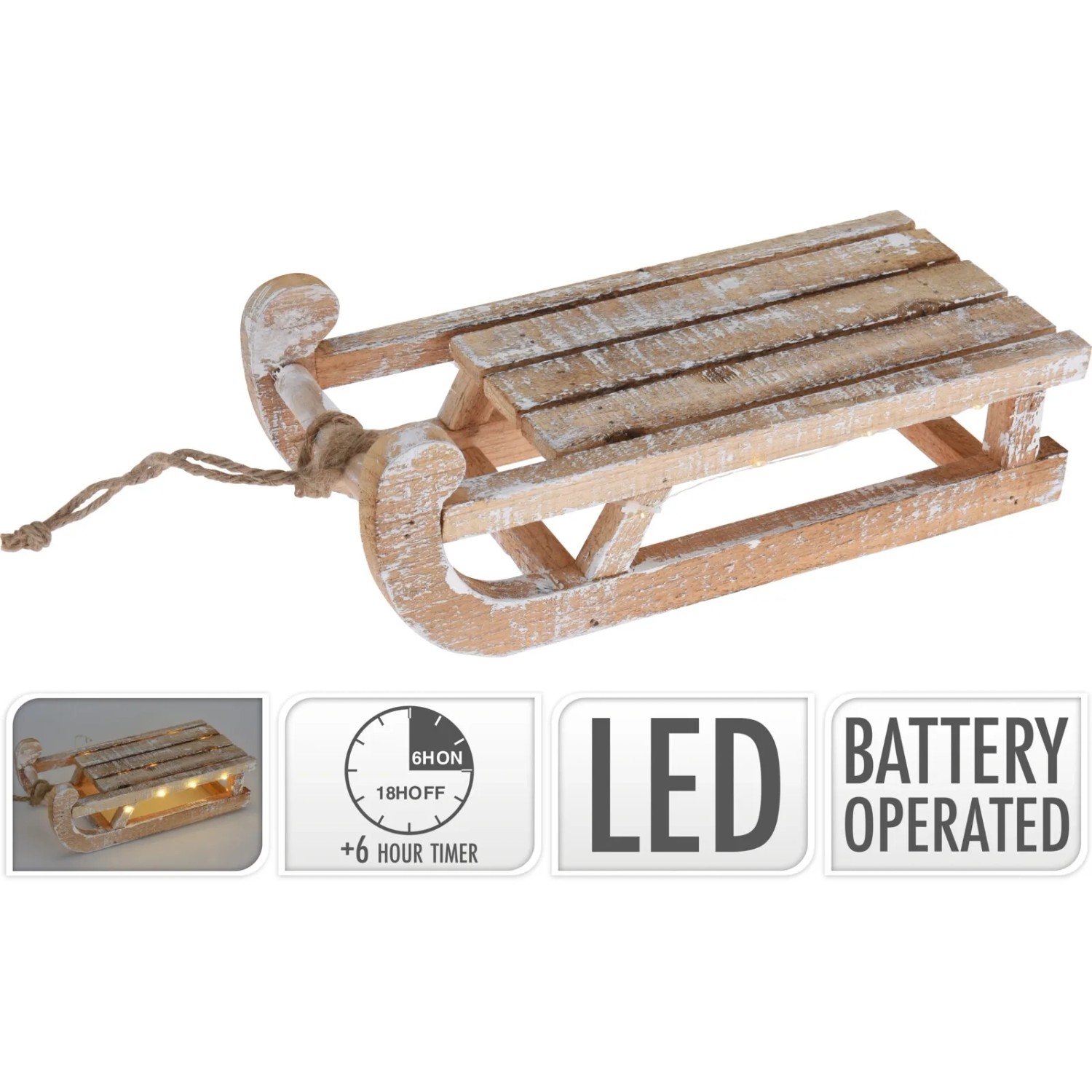 Schlitten Dekoration LED Holz 30 x 14 x 11 cm kaufen bei OBI