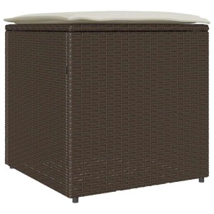 Braune vidaXL Kissenbox aus Polyrattan, 50x50x50 cm, zur Aufbewahrung im Garten.