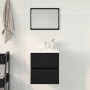vidaXL Waschbeckenunterschrank in Eiche Schwarz mit zwei Schubladen und Aufsatzwaschbecken.
