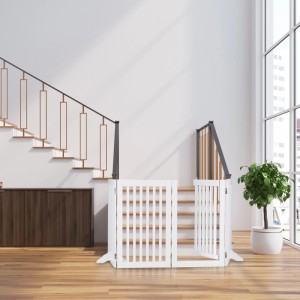 Relaxdays Absperrgitter MDF Weiß Mit Tür Zusammenklappbar 92 cm x 206 cm x 30 cm 14,2 kg