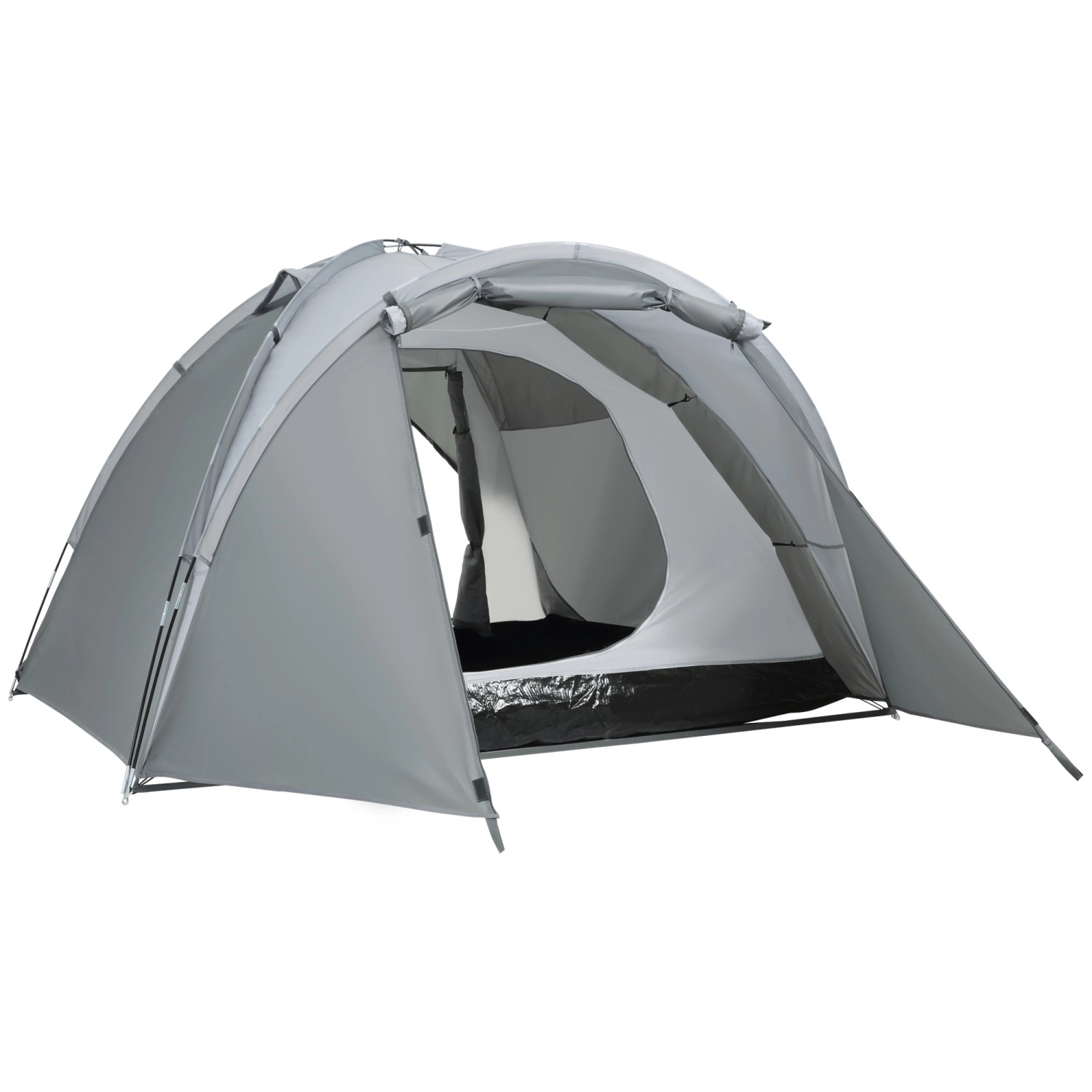 Outsunny Campingzelt Glasfaser Transporttasche Grau 350L x 220B x 145H cm günstig online kaufen
