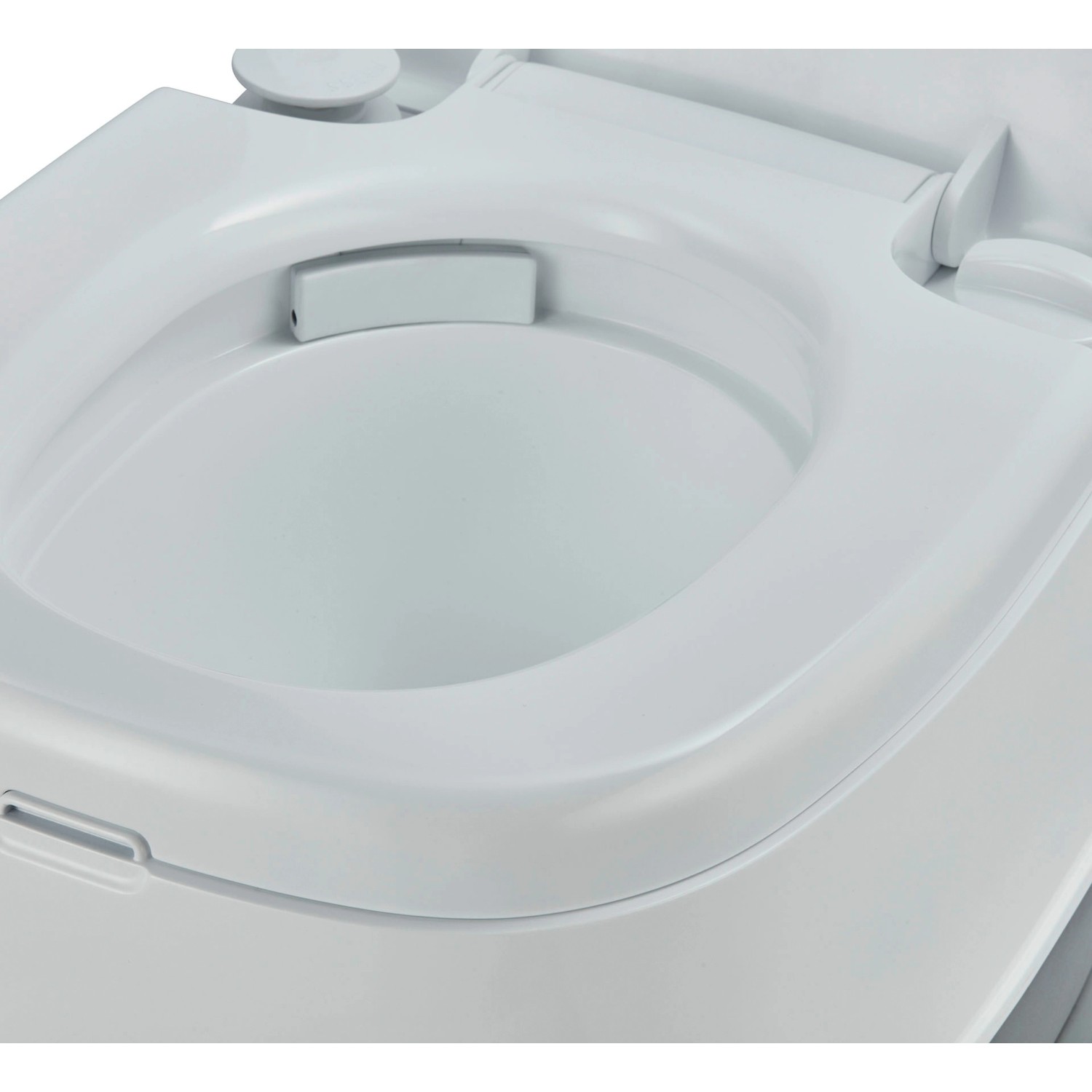 Enders Campingtoilette Mobil WC Supreme, Detailansicht der weißen Toilettenbrille.