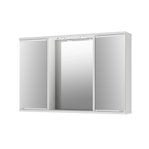 Jokey Spiegelschrank Kari 90 cm, weiß, mit LED-Beleuchtung. Badezimmerspiegelschrank mit zwei Türen.