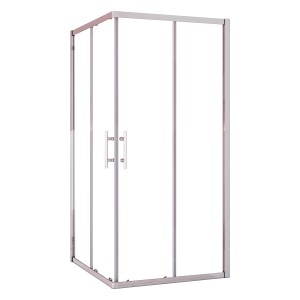 AICA Duschkabine 120x90cm mit Schiebetür, Eckeinstieg, 6mm Nano Glas, chromfarbener Rahmen.