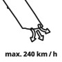 Symbol für Blasgeschwindigkeit von max. 240 km/h beim Einhell Elektro-Laubbläser.