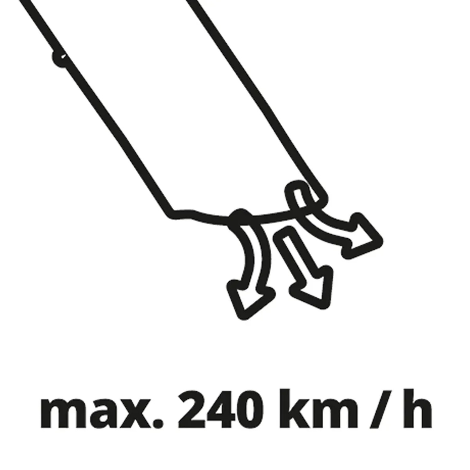 Symbol für Blasgeschwindigkeit von max. 240 km/h beim Einhell Elektro-Laubbläser.