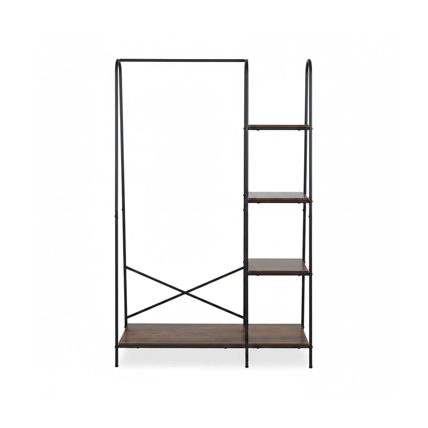Relaxdays Kleiderständer Eisen Braun Schwarz Mit 5 Ablagen 160 cm x 100 cm x 40 cm, 9,9 kg