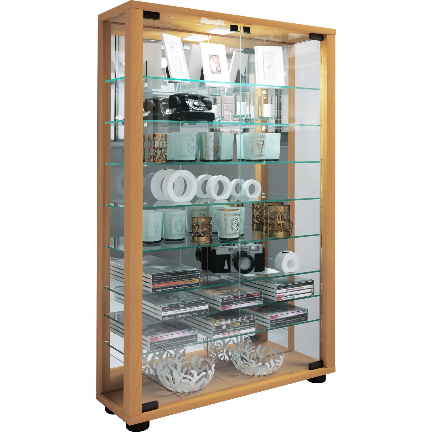 Vcm Standvitrine Lumo Buche