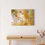 Goldenes Wandbild mit abstraktem Blumenmuster als Kunstdruck für Wohnzimmer.