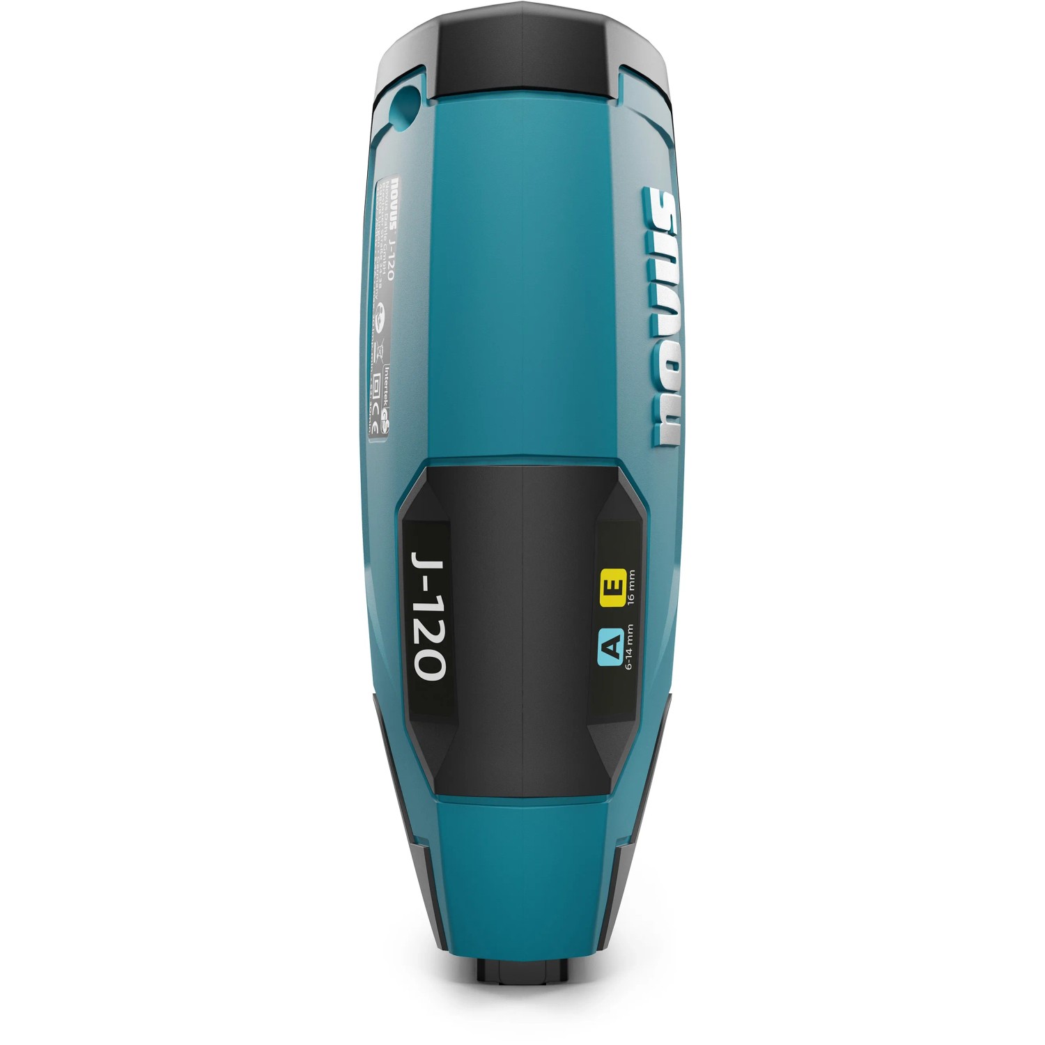 Novus Elektrotacker J-120 in Türkis und Schwarz. Kompakter Tacker für Stoffe und Gewebe.