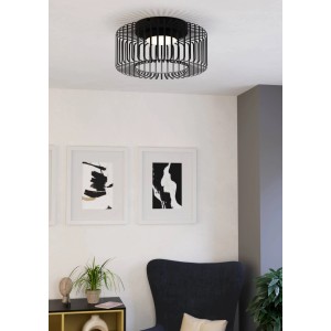 Smarte Eglo LED-Deckenleuchte Ginestrone-Z, Ø 46 cm, schwarz-weiß, mit App steuerbar.