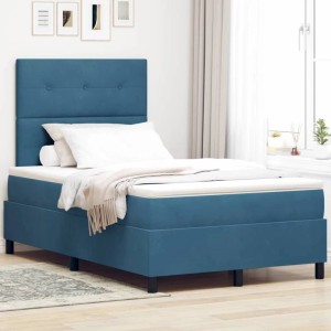 vidaXL Boxspringbett mit Matratze Dunkelblau 120 x 200 cm Stoff 3339828