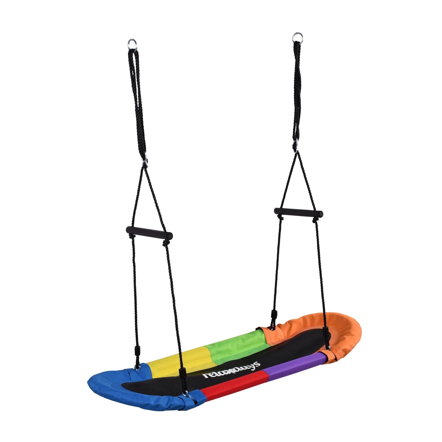 Relaxdays Nestschaukel Oxford-Stoff Stahl Schaumstoff Bunt Höhenverstellbar mit Griffen 123 cm x 45 cm 150 kg