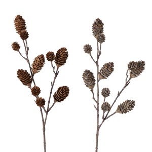 Boltze Deko-Zweig Kiefer, 72 cm, braun, 2-fach sortiert. Künstlicher Tannenzweig mit Zapfen für Weihnachtsdeko.
