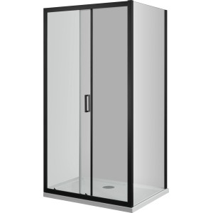 Sanotechnik Seitenwand Elite F80B, schwarzer Rahmen, Klarglas für Duschkabine.