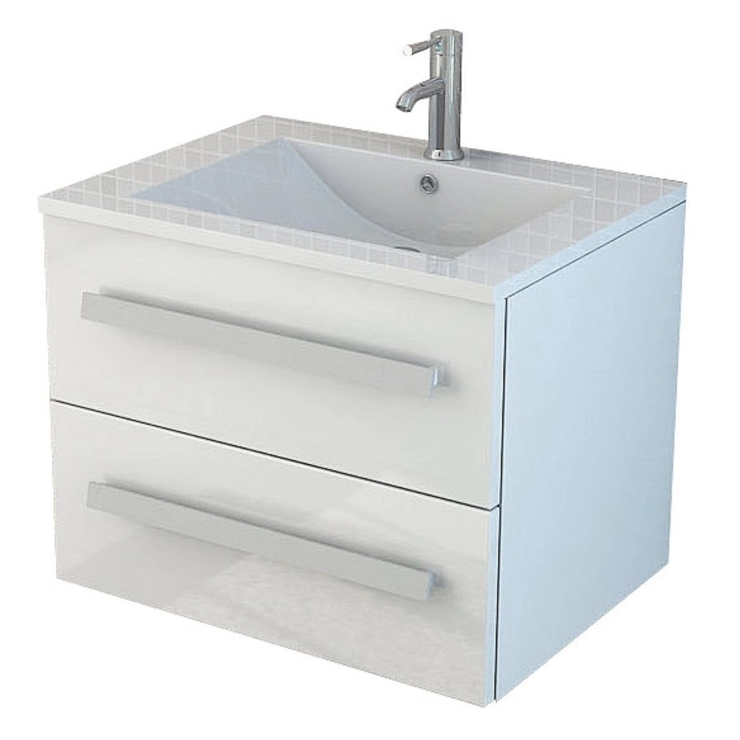Jet-Line Badmöbel-Set Arosa II 59cm Weiß Hochglanz Waschbecken und Untersch günstig online kaufen