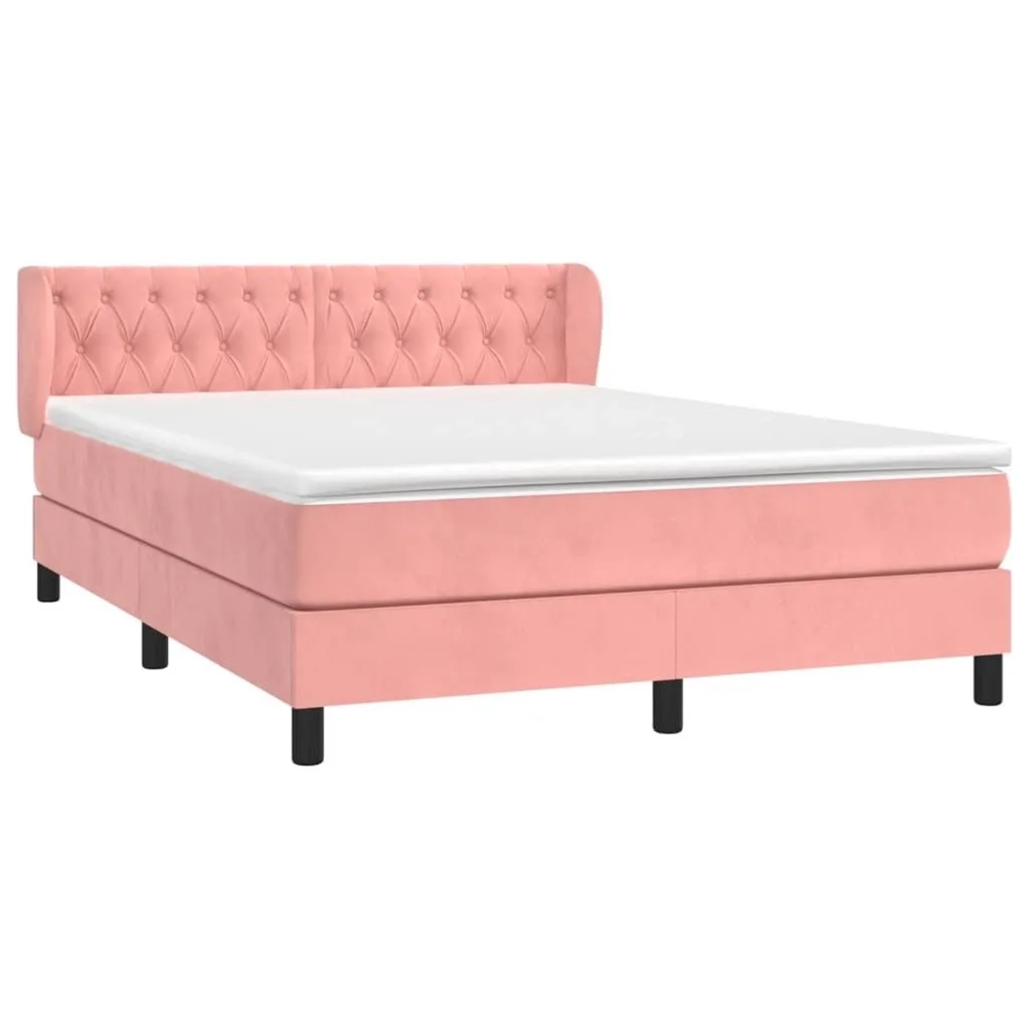 vidaXL Boxspringbett mit Matratze Rosa 140x200 cm Samt 3127678 günstig online kaufen