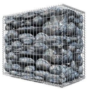 Niederberg Metall Gabione 80x100x50 cm, gefüllt mit Steinen. Verzinkter Stahl, Maschenweite 5x10 cm, für Zaun & Sichtschutz.