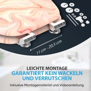Sanilo WC-Sitz Marmor Rosa mit Absenkautomatik, Holz, inkl. Montagematerial.