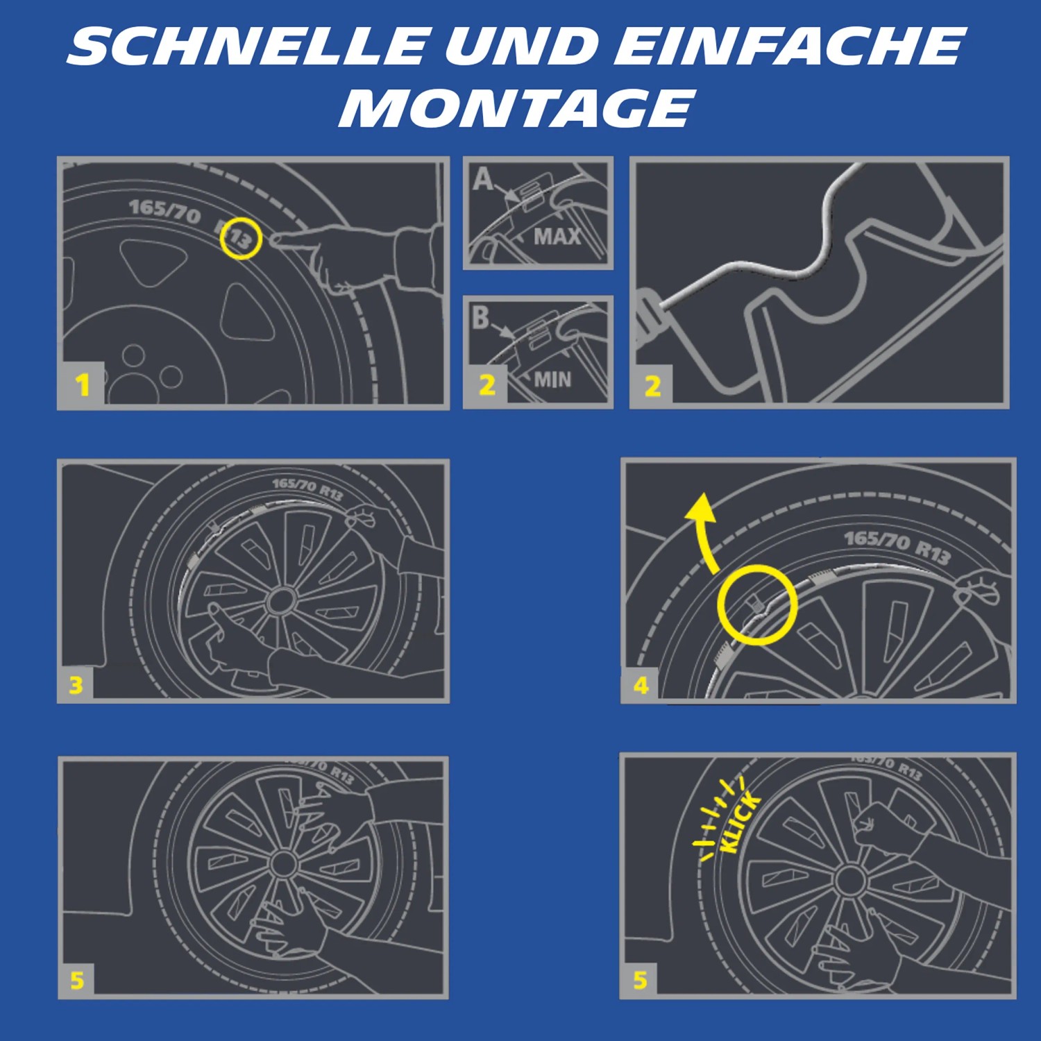 Anleitung zur Montage der Michelin Radzierblende MX-FS in 5 Schritten.